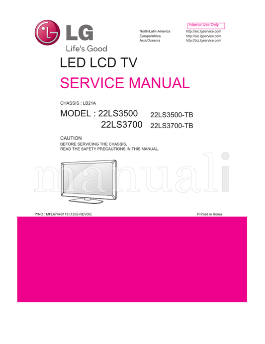 LG LB21A 22LS3500 22LS3700 22LS3500-TB 22LS3700-TB (40 pages) TV Service Manual