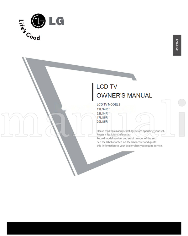 LG 19LS4R 22LS4R 17LS5R 20LS5R (72 pages) TV Operating Manual
