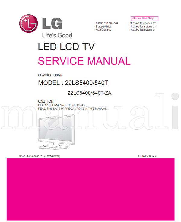 LG LD02M 22LS5400 MFL67605201 540T-ZA (35 pages) TV Service Manual