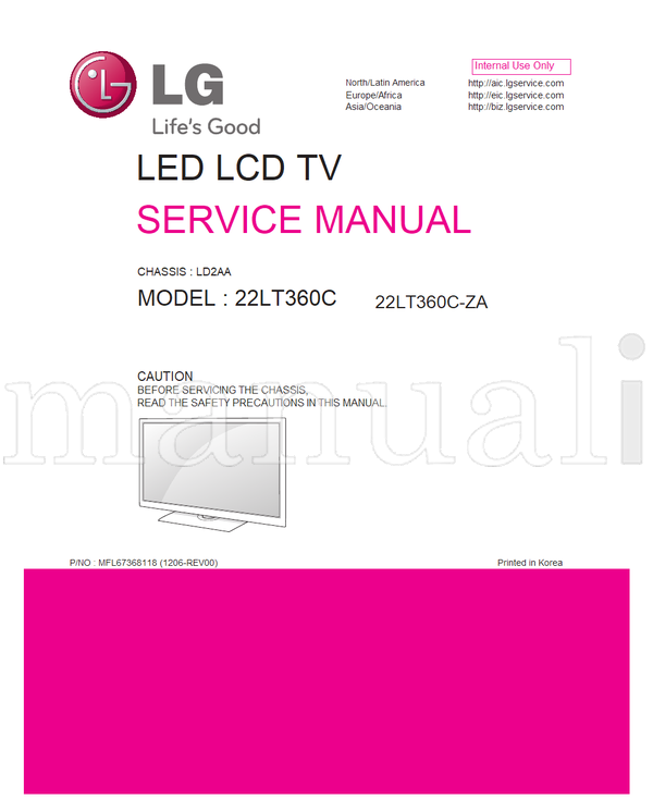 LG LD2AA 22LT360C MFL67368118 22LT360C-ZA (39 pages) TV Service Manual