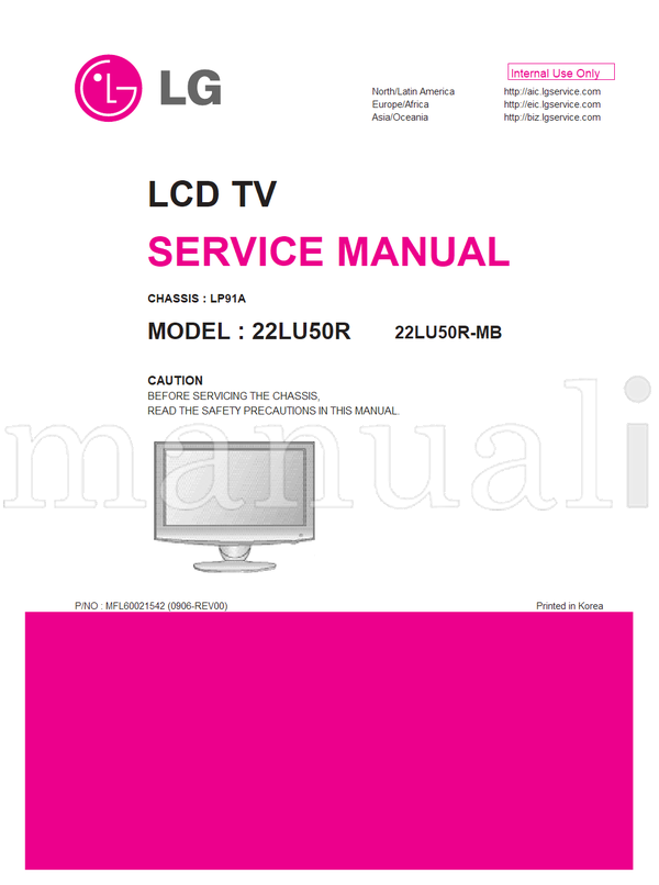 LG LP91A 22LU50R MFL60021542 22LU50R-MB (30 pages) TV Service Manual