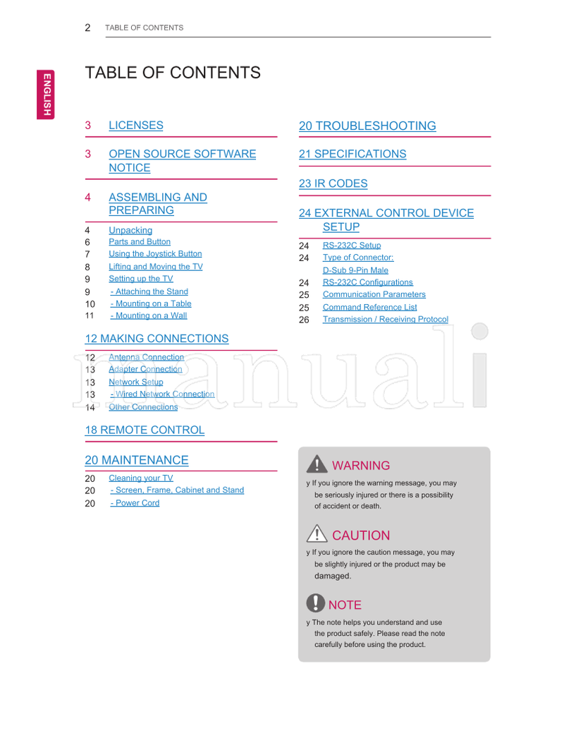 LG LY33** LY34** LY54** (31 pages) TV Operating Manual