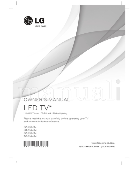 LG 22LY560M 28LY560M 32LY560M 42LY560M *MFL68080367* (24 pages) TV Operating Manual