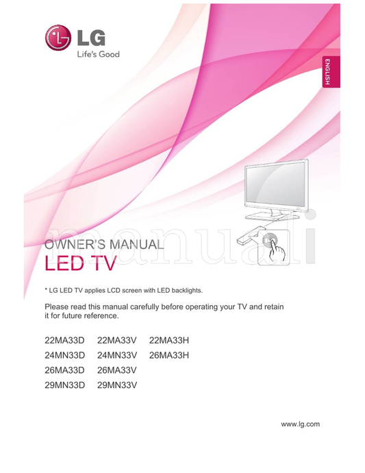LG 22MA33D 22MA33V 24MN33D 24MN33V 26MA33D 26MA33V 29MN33D (62 pages) TV Operating Manual