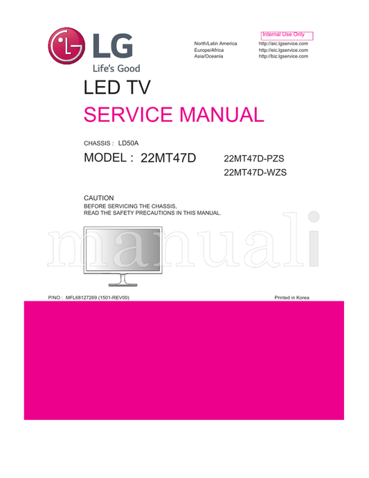 LG MFL68127269 LD50A 22MT47D 22MT47D-PZS 22MT47D-WZS (32 pages) TV Service Manual