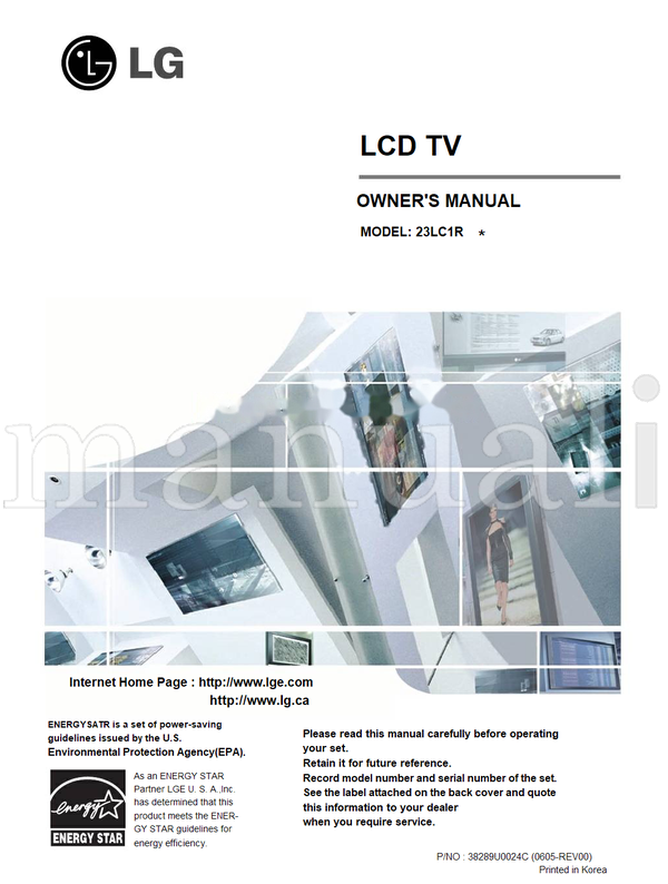 LG 23LC1R 38289U0024C (36 pages) TV Operating Manual