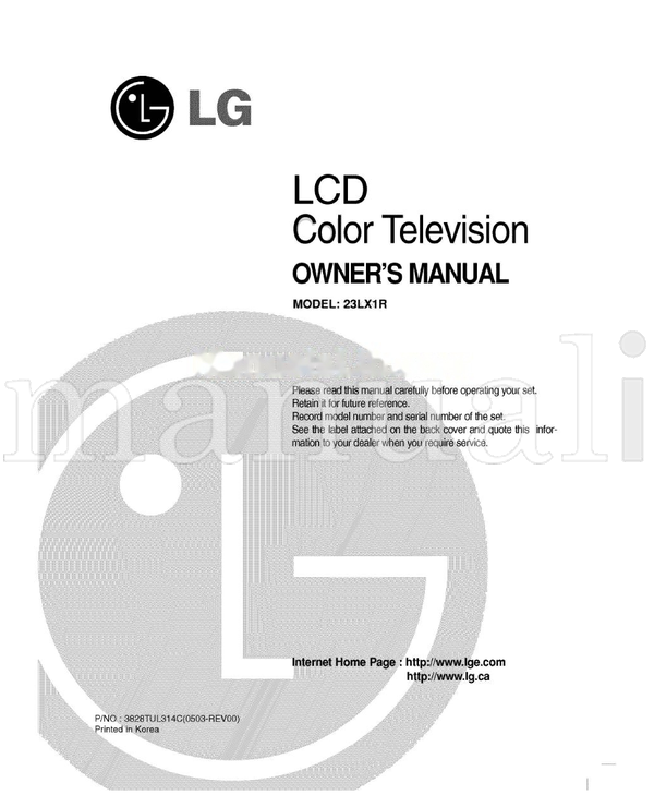 LG 23LX1R (33 pages) TV Operating Manual