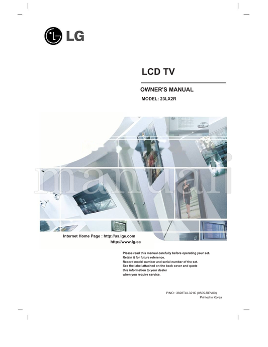 LG 23LX2R 3828TUL321C (33 pages) TV Operating Manual