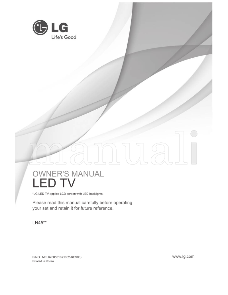 LG LN45** MFL67605616 (32 pages) TV Operating Manual