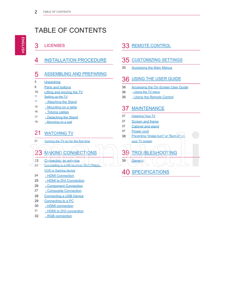 LG 22MA33D 24MN33D 26MA33D 29MN33D (48 pages) TV Operating Manual
