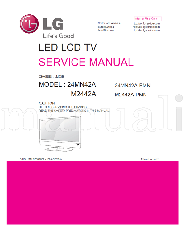 LG LM93B 24MN42A MFL67580632 M2442A 24MN42A-PMN M2442A-PMN (32 pages) TV Service Manual