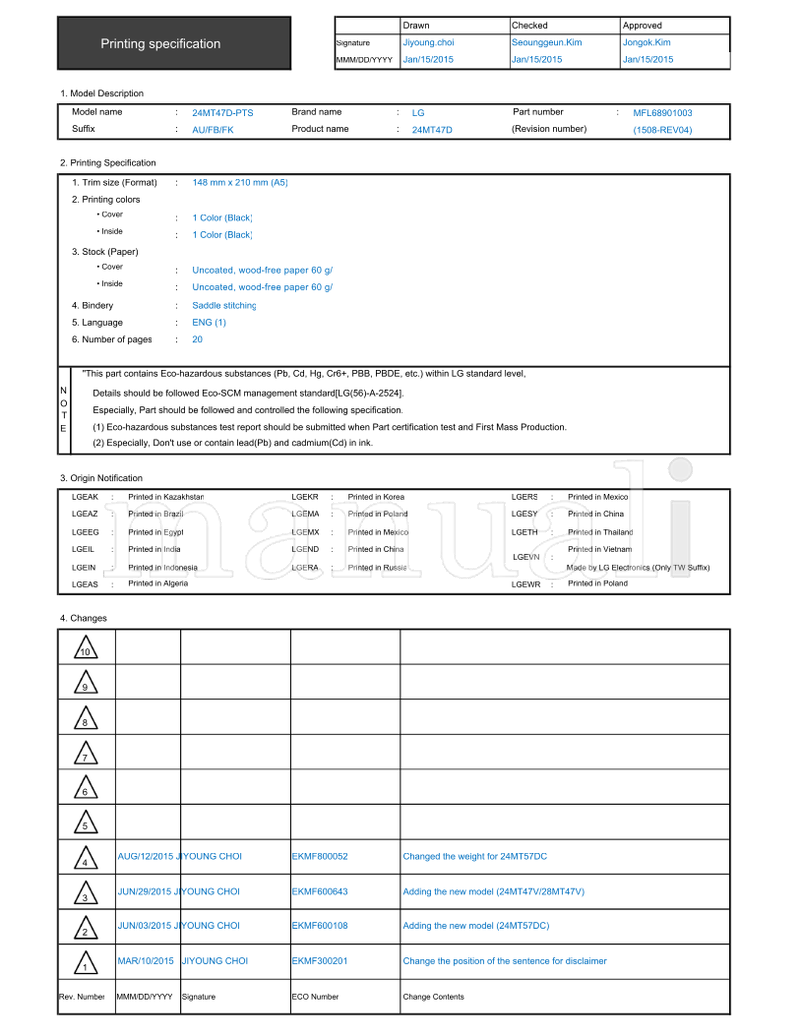 LG 24MT47D-PTS EKMF800052 EKMF600643 EKMF600108 EKMF300201 (22 pages) TV Operating Manual