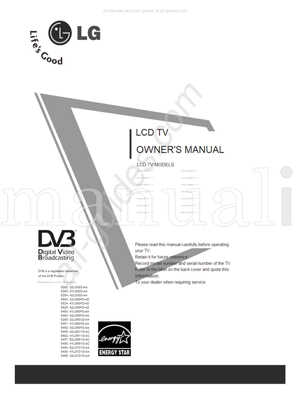 LG 26LG30D-AA 32LG30D-AA 37LG30D-AA 42LG30D-AA 32LG50FD-AD (116 pages) TV Operating Manual