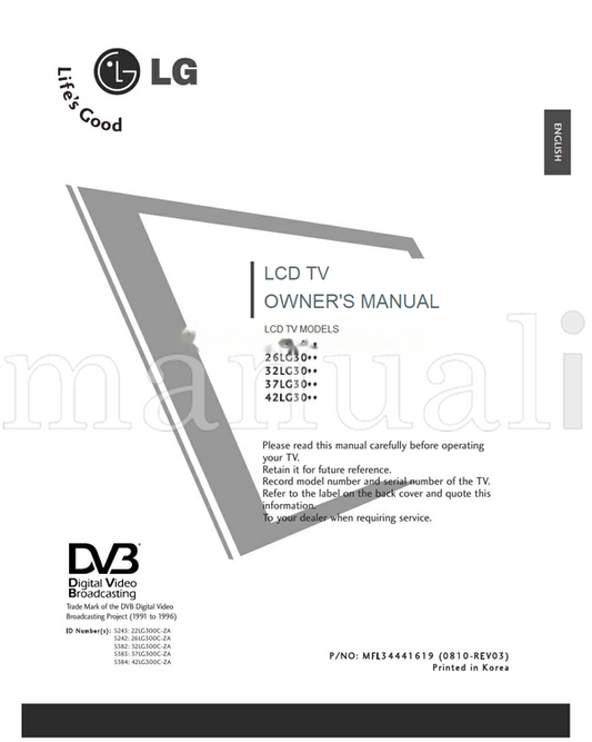 LG 26300C (96 pages) TV Operating Manual