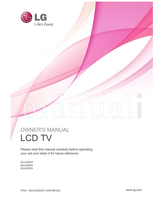 LG 22LG3DDH 26LG3DDH 32LG3DDH (93 pages) TV Operating Manual