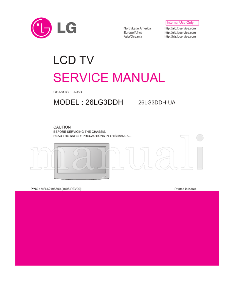 LG LA96D 26LG3DDH MFL62195509 26LG3DDH-UA (36 pages) TV Service Manual