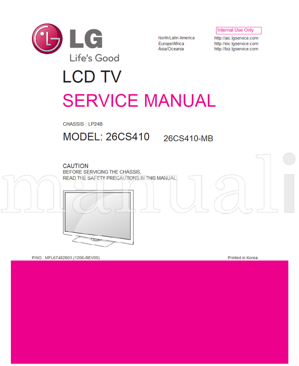 LG LP24B 26CS410 MFL67482803 26CS410-MB (26 pages) TV Service Manual