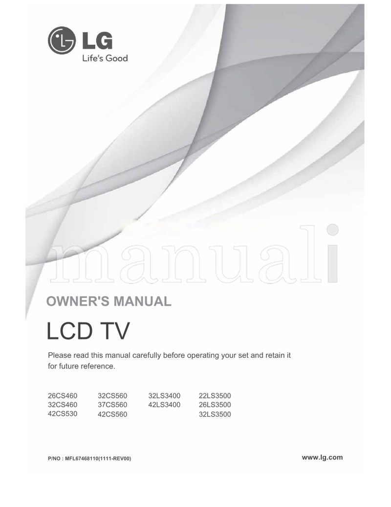 LG 26CS460 32CS560 32CS460 37CS560 42CS530 42CS560 32LS3400 (84 pages) TV Operating Manual