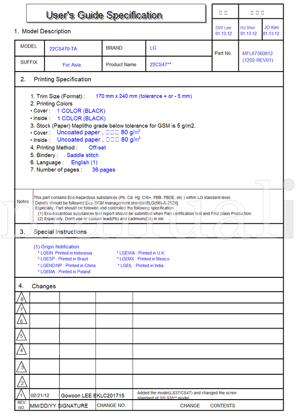 LG 22CS470-TA EKLC201715 22CS47** 32LS35** MFL67360812 (42 pages) TV Operating Manual