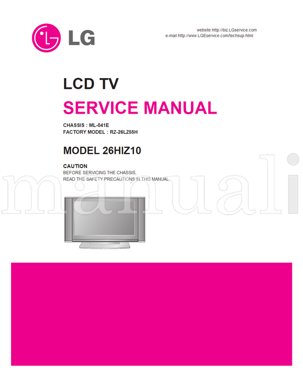 LG ML-041E RZ-26LZ55H 26HIZ10 (30 pages) TV Service Manual