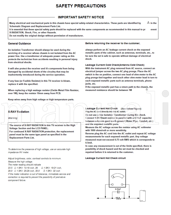 LG ML-041E RZ-26LZ55H 26HIZ10 (30 pages) TV Service Manual