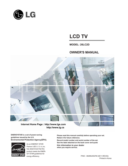 LG 26LC2D 38289U0527M (64 pages) TV Operating Manual