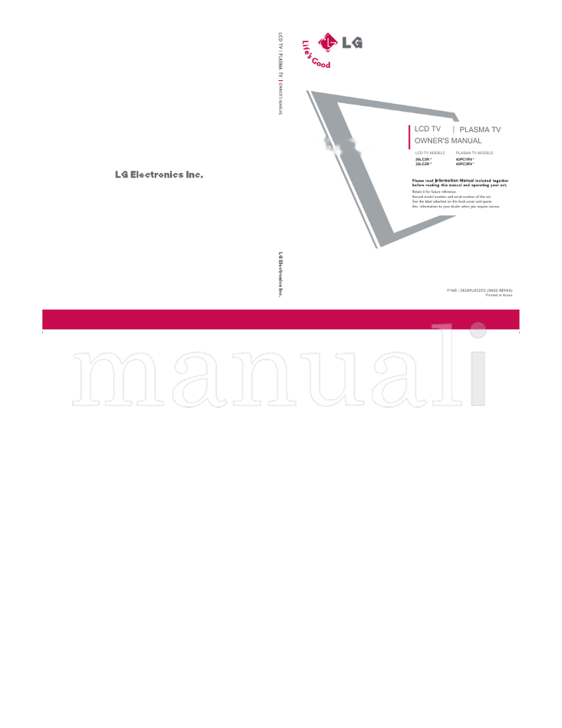 LG 26LC2R 42PC1RV 32LC2R 42PC3RV (87 pages) TV Operating Manual