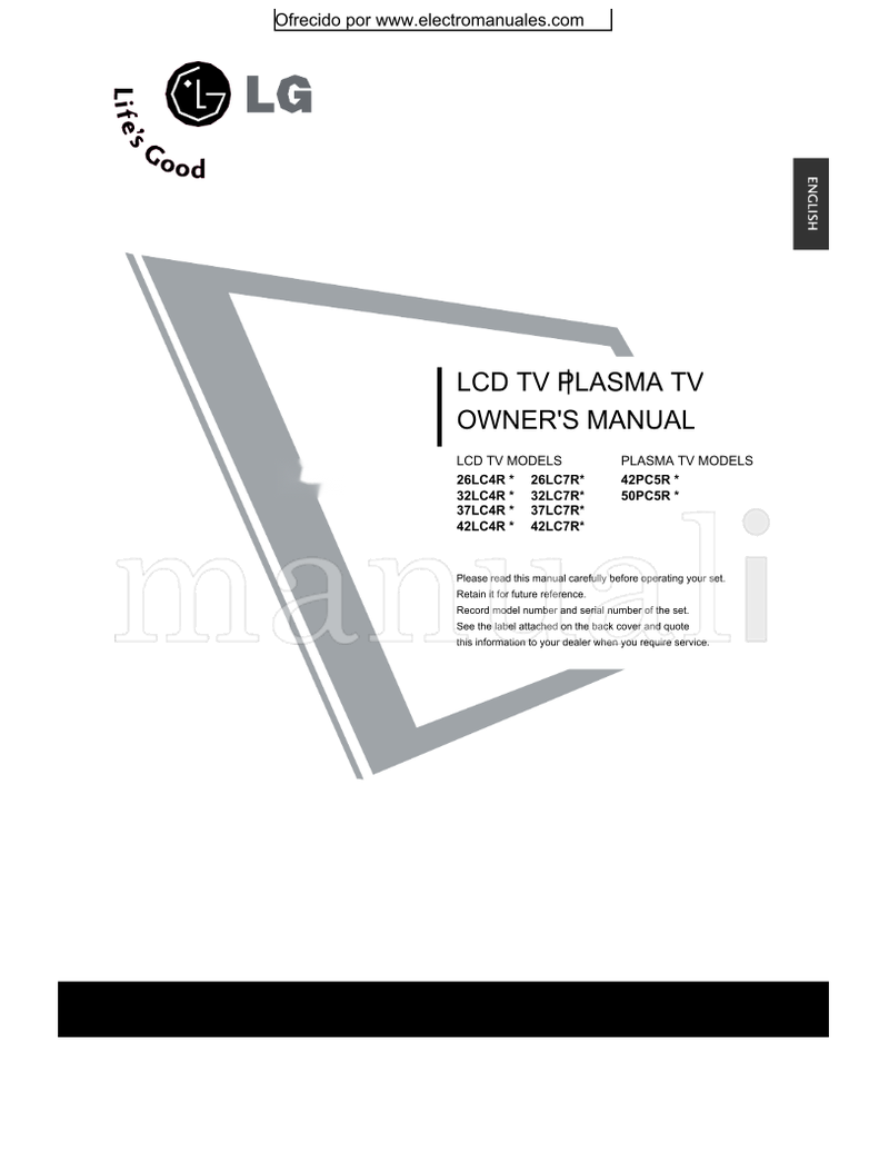 LG 26LC4R 26LC7R* 32LC4R 32LC7R* 37LC4R 37LC7R* 42LC4R 42LC7R* (84 pages) TV Operating Manual