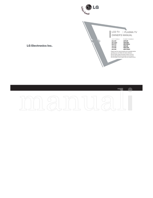 LG 26LC4R 42PC5R 26LC4RA 42PC5RV 26LC7R 42PC5RVH 32LC4R 50PC5R (80 pages) TV Operating Manual