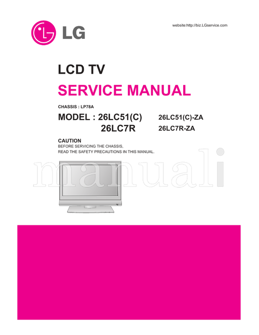 LG LP78A 26LC7R 26LC7R-ZA (38 pages) TV Service Manual