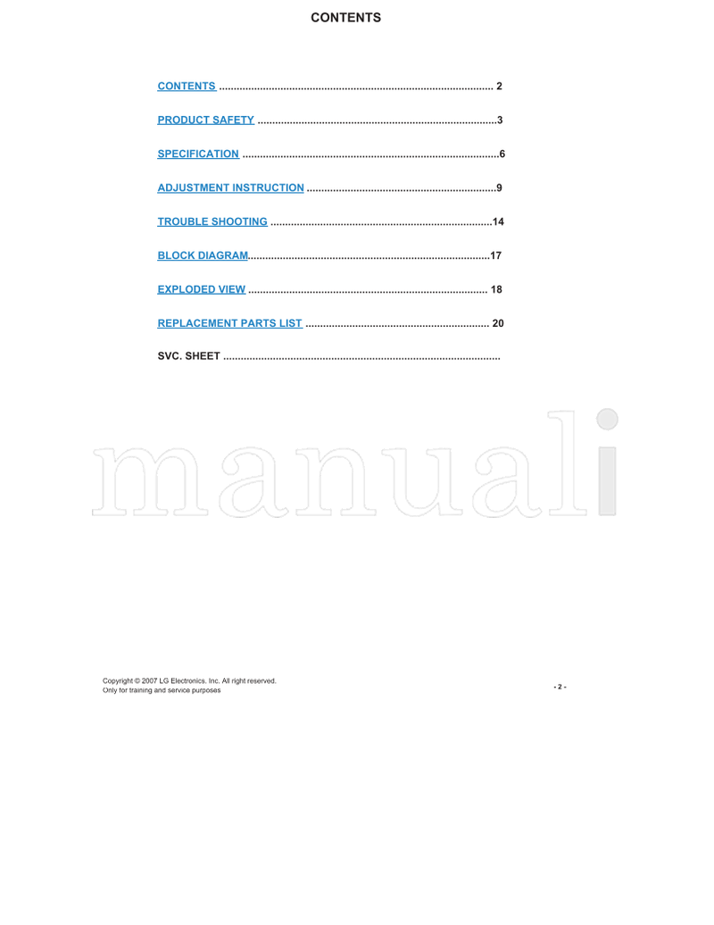 LG LA75C (36 pages) TV Service Manual