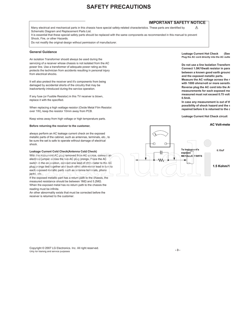 LG LA75C (36 pages) TV Service Manual