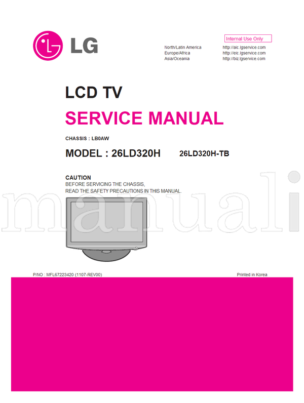 LG LB0AW 26LD320H MFL67223420 26LD320H-TB (37 pages) TV Service Manual