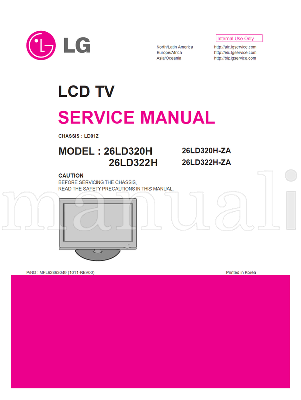LG LD01Z 26LD320H MFL62863049 26LD322H 26LD320H-ZA 26LD322H-ZA (37 pages) TV Service Manual