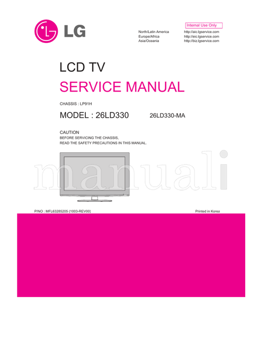 LG LP91H 26LD330 MFL63285205 26LD330-MA (27 pages) TV Service Manual