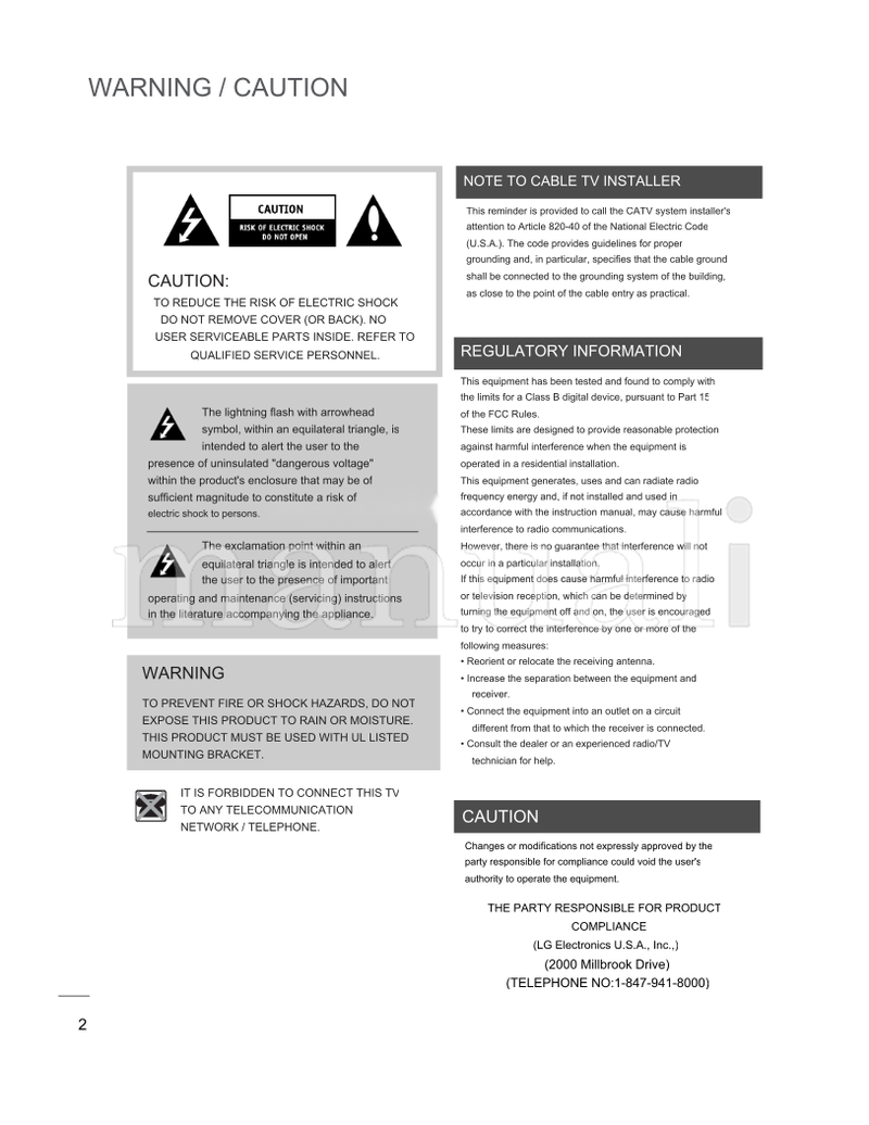 LG 820-40 (84 pages) TV Operating Manual