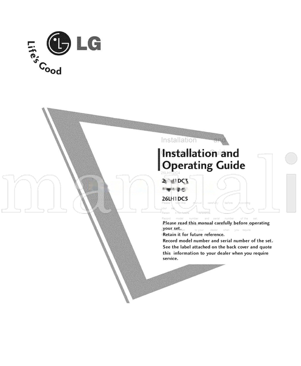 LG 26LH1 (80 pages) TV Operating Manual