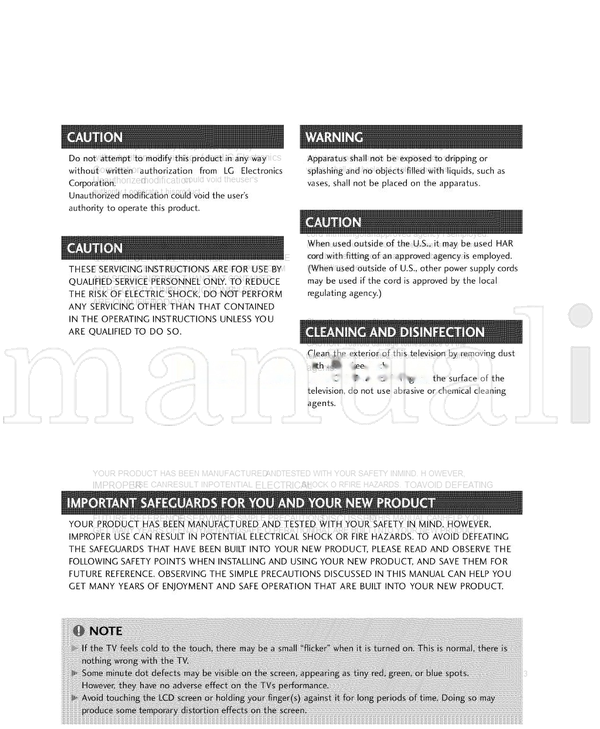 LG 26LH1 (80 pages) TV Operating Manual