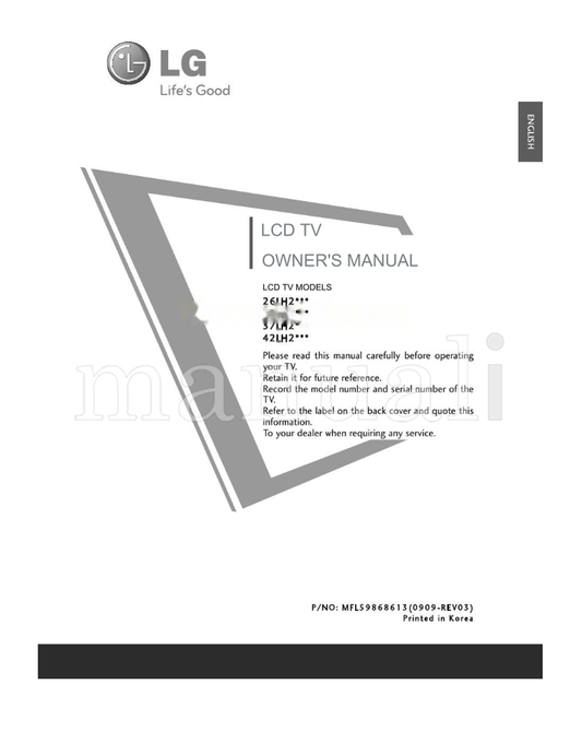 LG 26LH2 Series (100 pages) TV Operating Manual