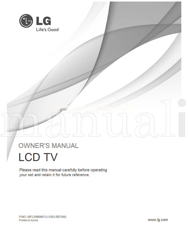 LG MFL59868613 (100 pages) TV Operating Manual