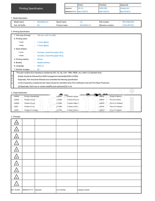 LG 26LN460U-ZJ MFL67861606 (38 pages) TV Operating Manual