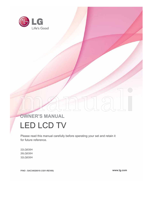 LG 22LQ630H 26LQ630H 32LQ630H (105 pages) TV Operating Manual