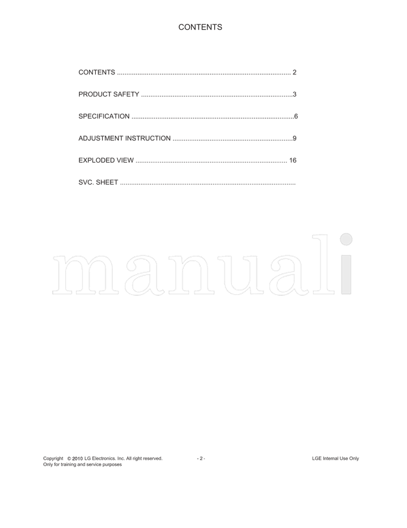 LG LT01T 26LV2500 MFL66989901 26LV2500-DA (61 pages) TV Service Manual