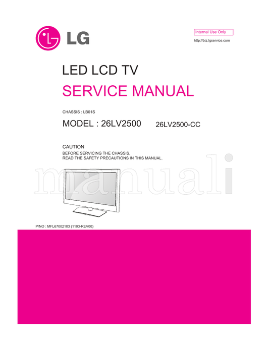 LG LB01S 26LV2500 MFL67002103 26LV2500-CC (37 pages) TV Service Manual