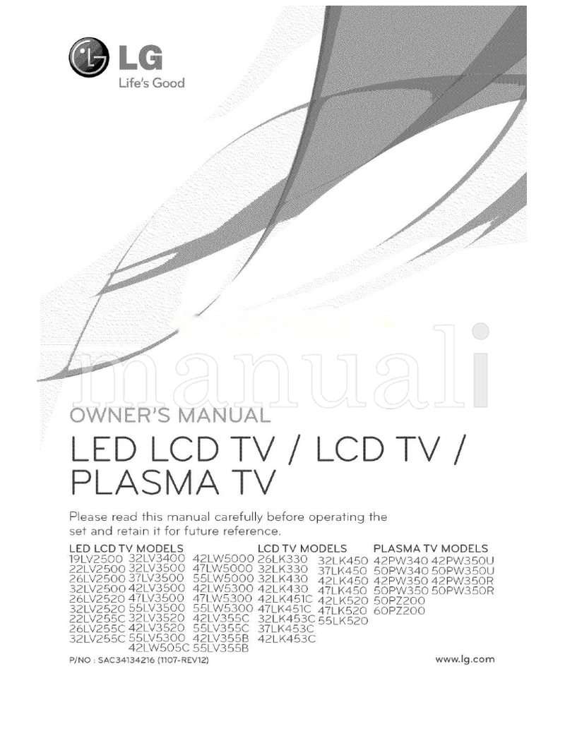 LG 19LV2500 32LV3400 22LV2500 26LV2500 32LV2500 26LV2520 (130 pages) TV Operating Manual