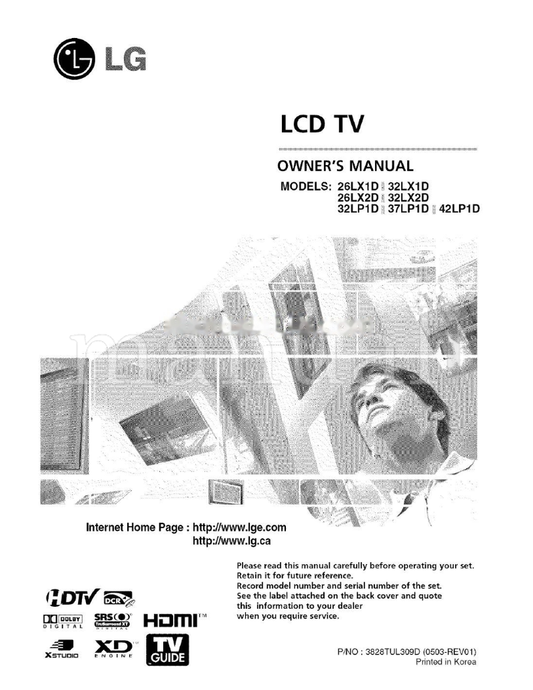 LG 26LXID 26LX2D 32LX2D 32LPID 37LPID 42LPID X5TUOtO (116 pages) TV Operating Manual