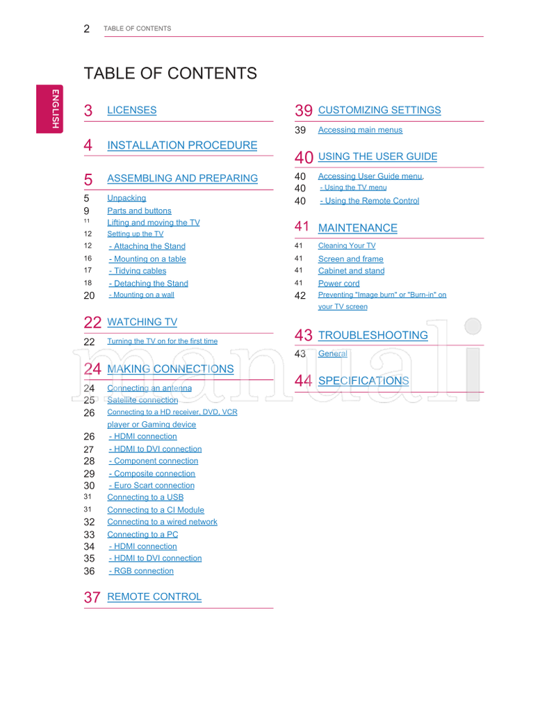 LG 22MA33D 22MA33V 24MN33D 24MN33V 26MA33D 26MA33V 29MN33D (51 pages) TV Operating Manual
