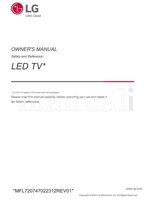 LG *MFL720747022312REV01* (36 pages) TV Operating Manual