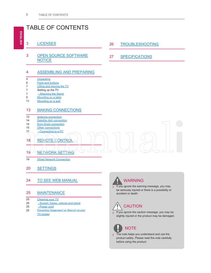 LG MT55* (30 pages) TV Operating Manual