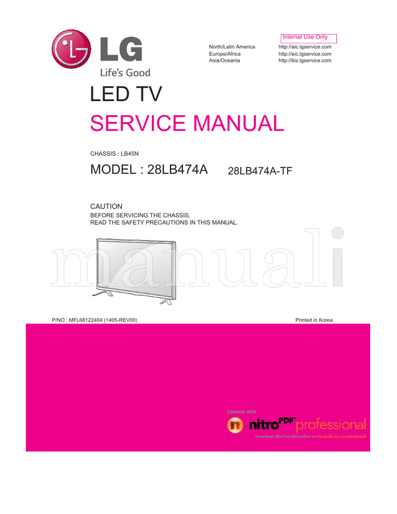 LG LB45N 28LB474A MFL68122404 28LB474A-TF (34 pages) TV Service Manual